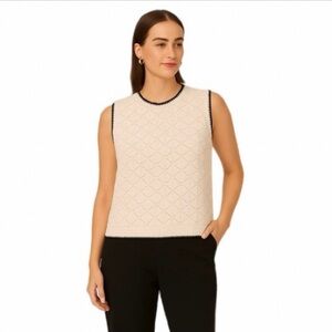 Adrianna Papell NWT Sleeveless Crew Neck Diamond Sweater Vest Cream Size M